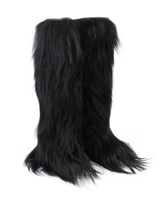 MONCLER c.2013 Black Goat Long Fur Over The Knee Winter Post-Ski Apres Boots