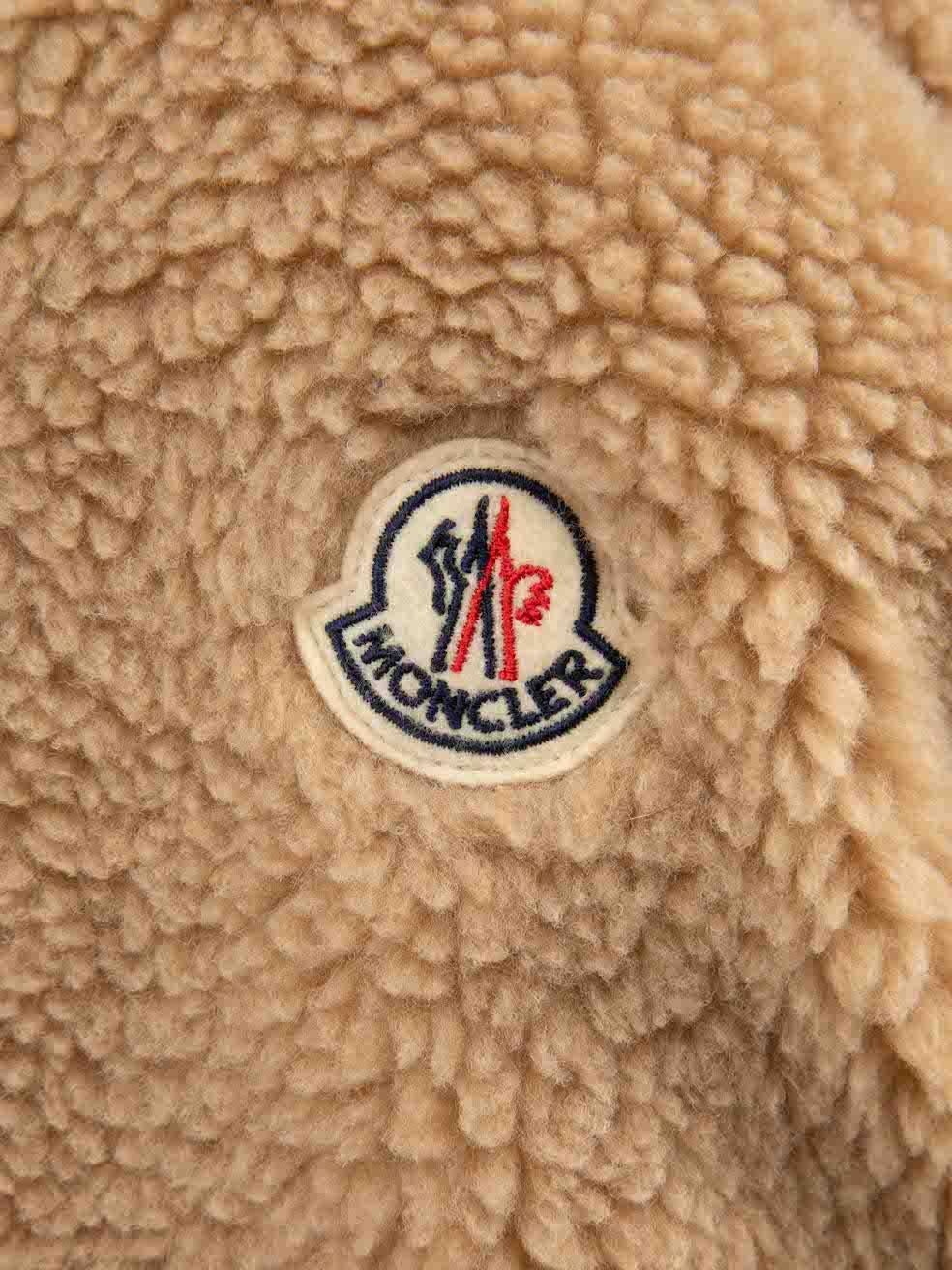 Women's Moncler Camel Faux Shearling Hooded Jumper Size S For Sale