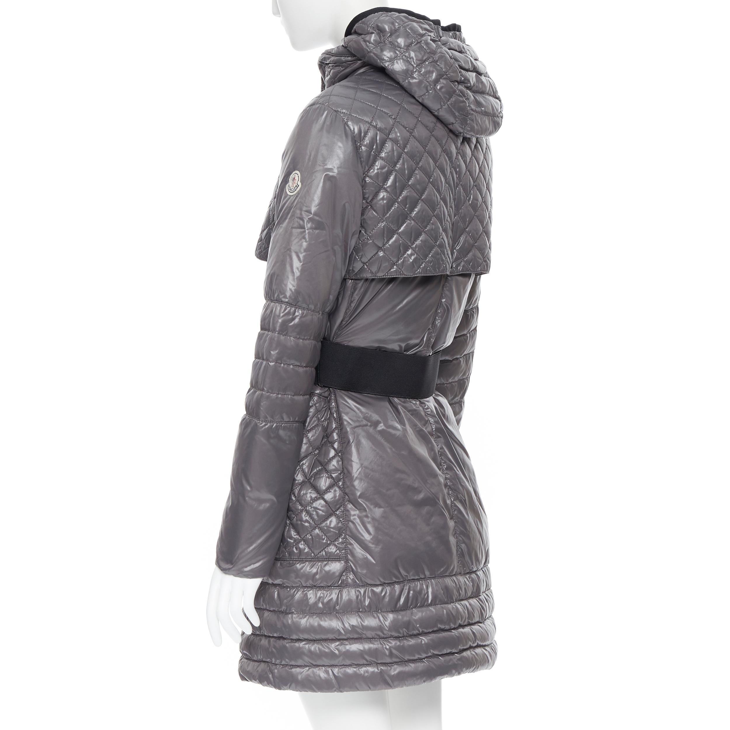 MONCLER Carson grey quilted genuine down feather padded puffer coat Sz. 2 M In Excellent Condition In Hong Kong, NT