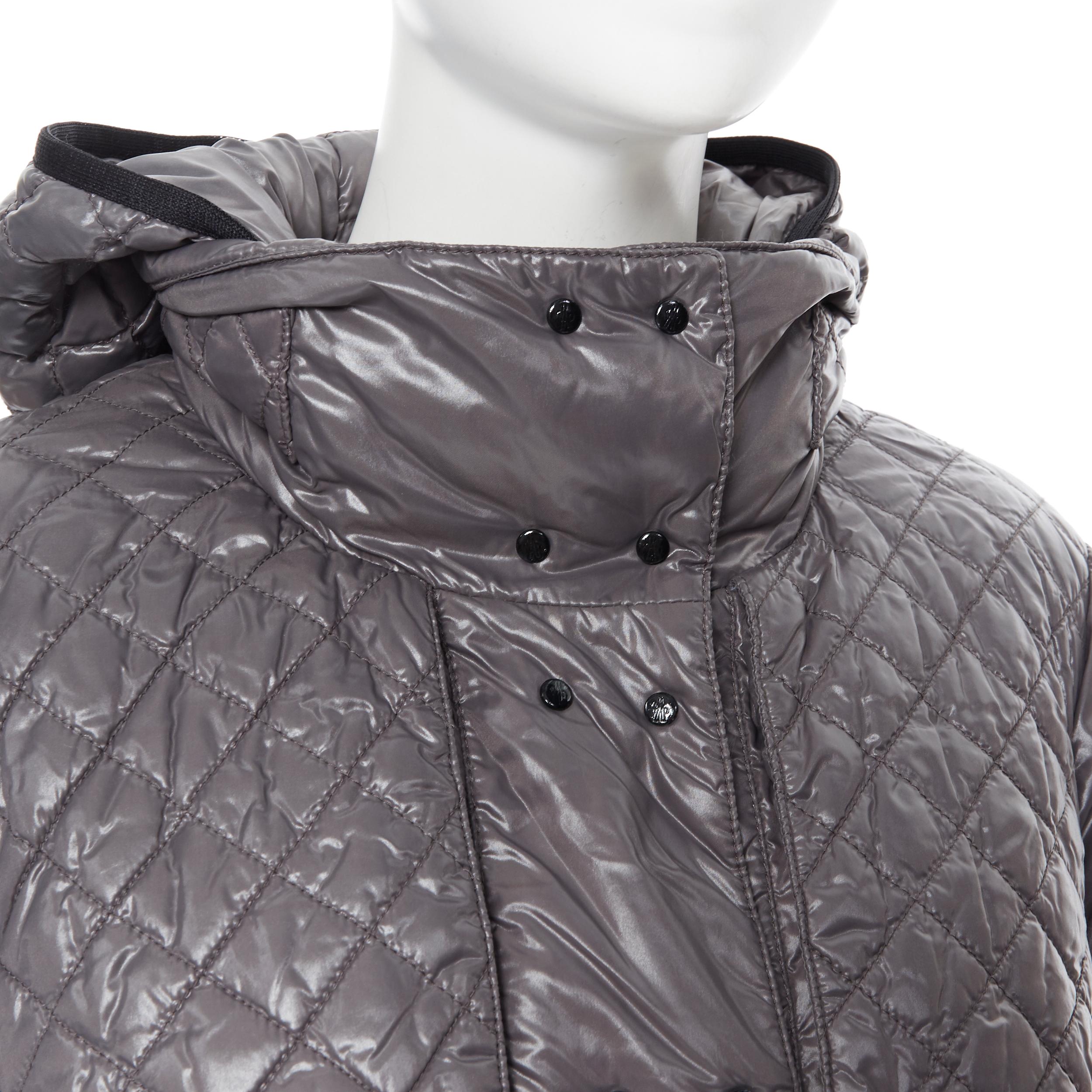 Women's MONCLER Carson grey quilted genuine down feather padded puffer coat Sz. 2 M