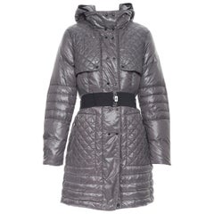 MONCLER Carson grey quilted genuine down feather padded puffer coat Sz. 2 M