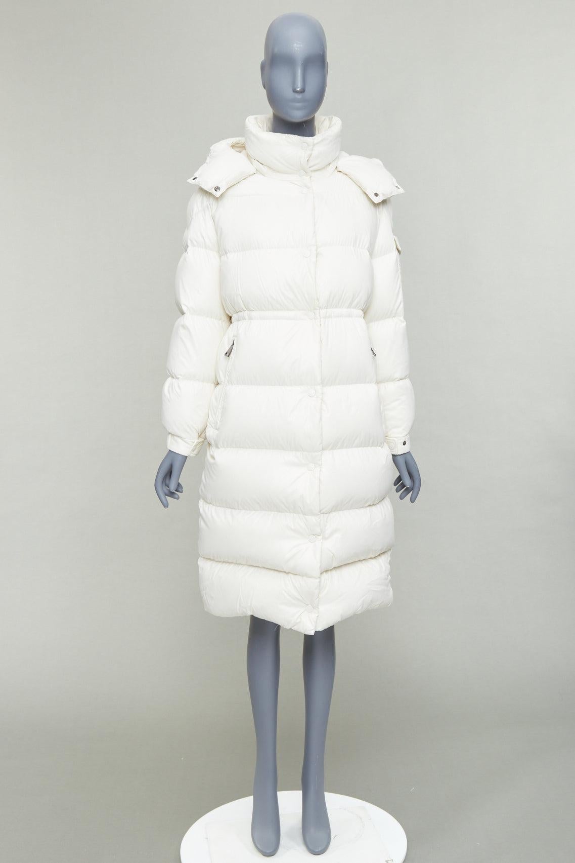 MONCLER Cavettaz Giubbotto off white goose down long puffer coat Sz1 For Sale 5