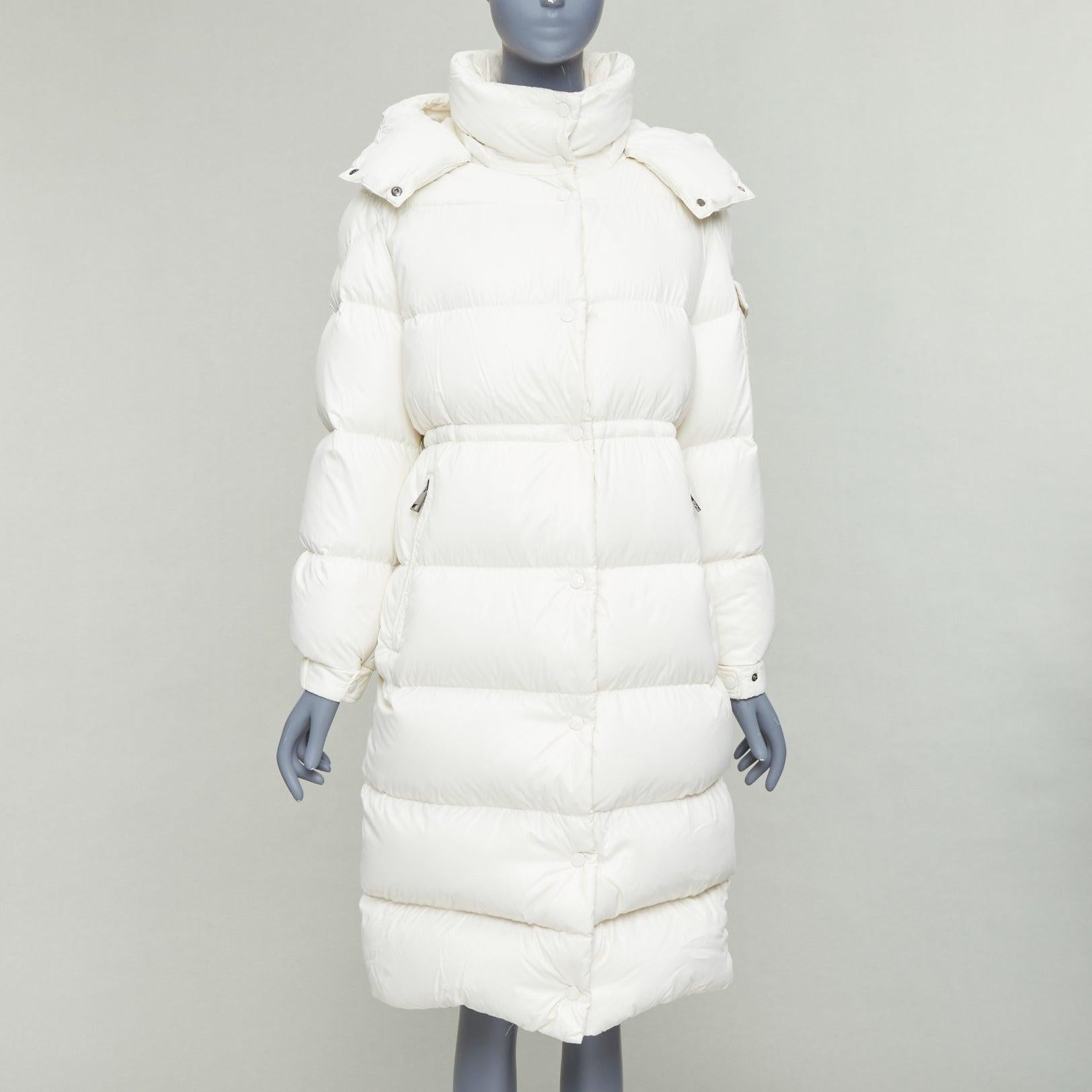 Gray MONCLER Cavettaz Giubbotto off white goose down long puffer coat Sz1 For Sale