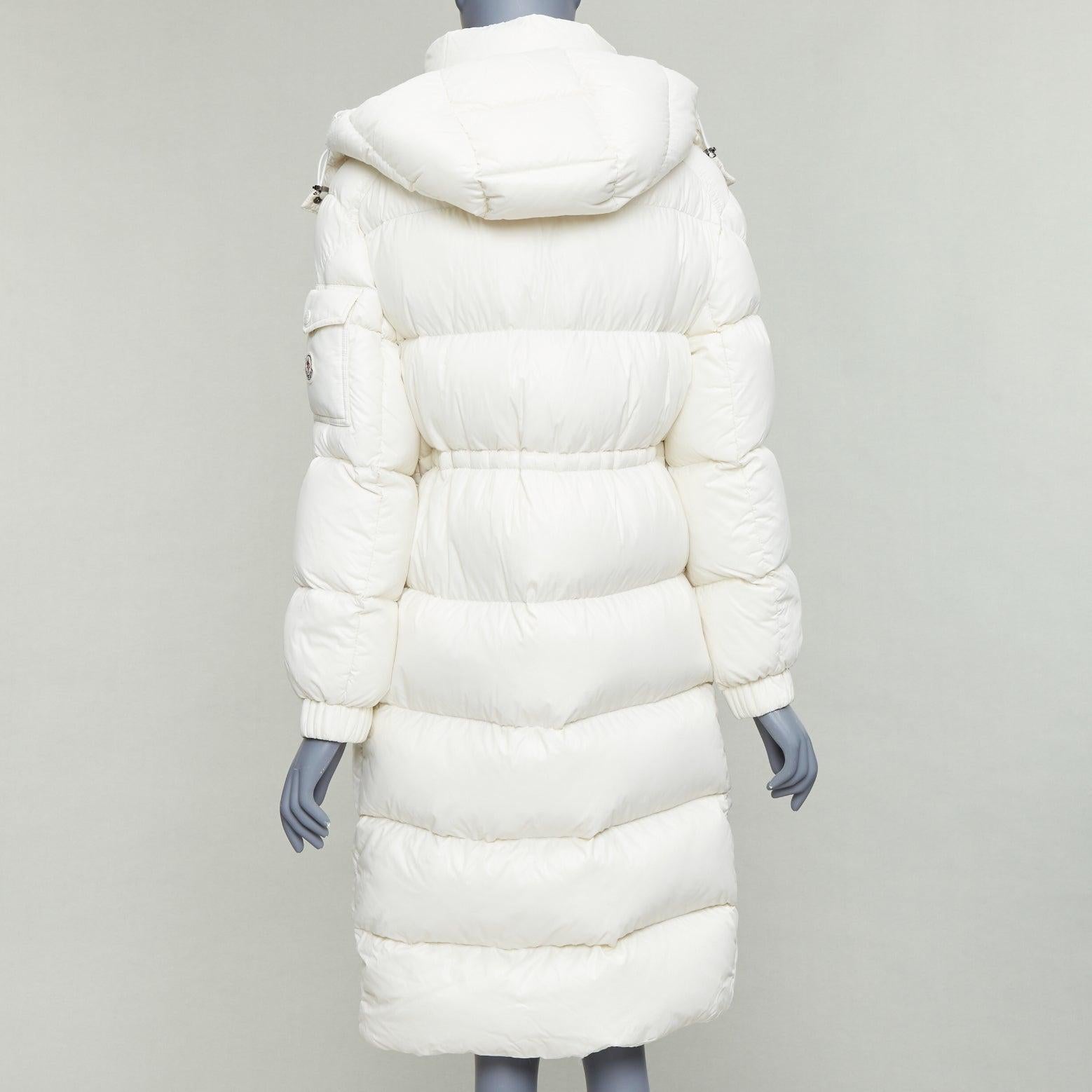 MONCLER Cavettaz Giubbotto off white goose down long puffer coat Sz1 For Sale 1