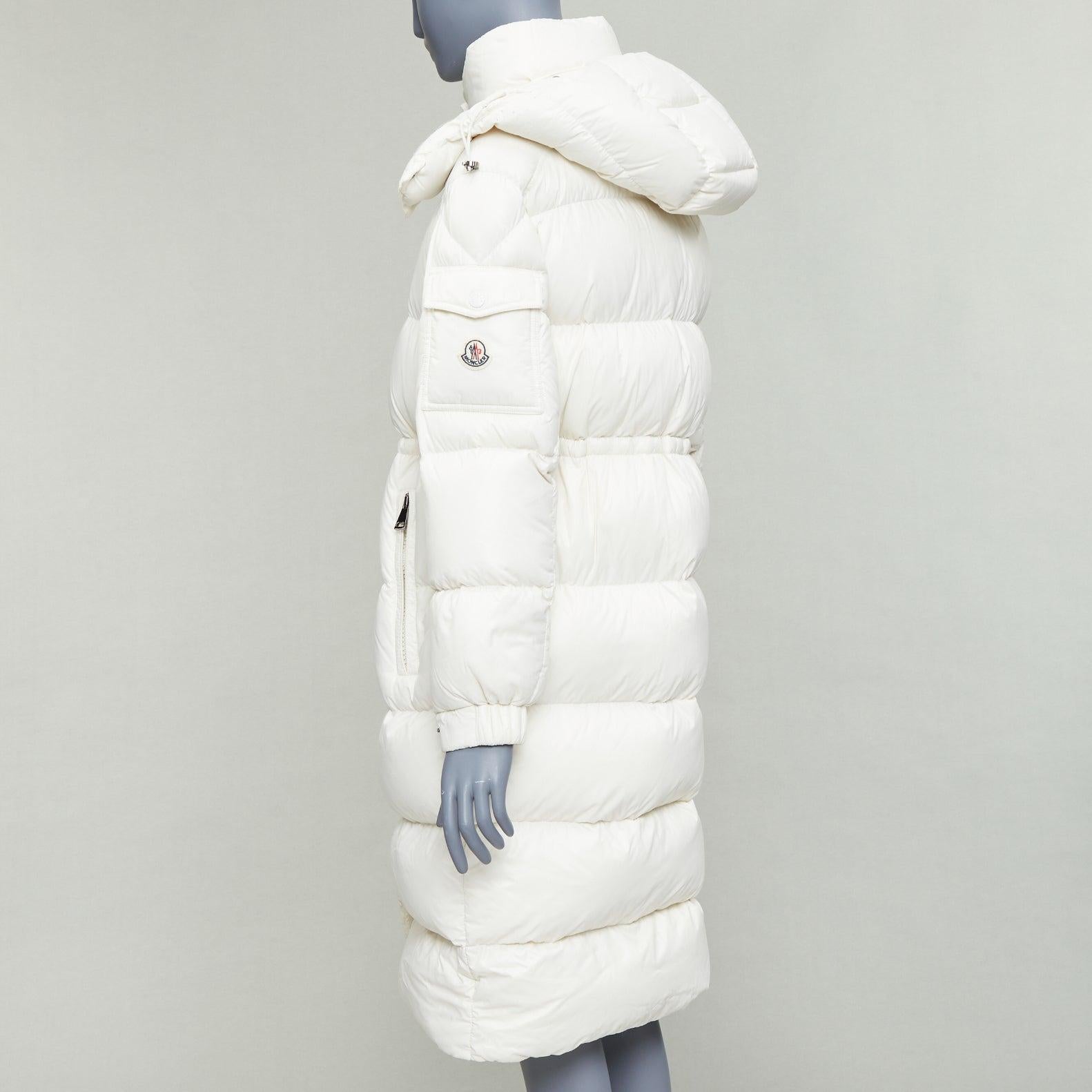 MONCLER Cavettaz Giubbotto off white goose down long puffer coat Sz1 For Sale 2