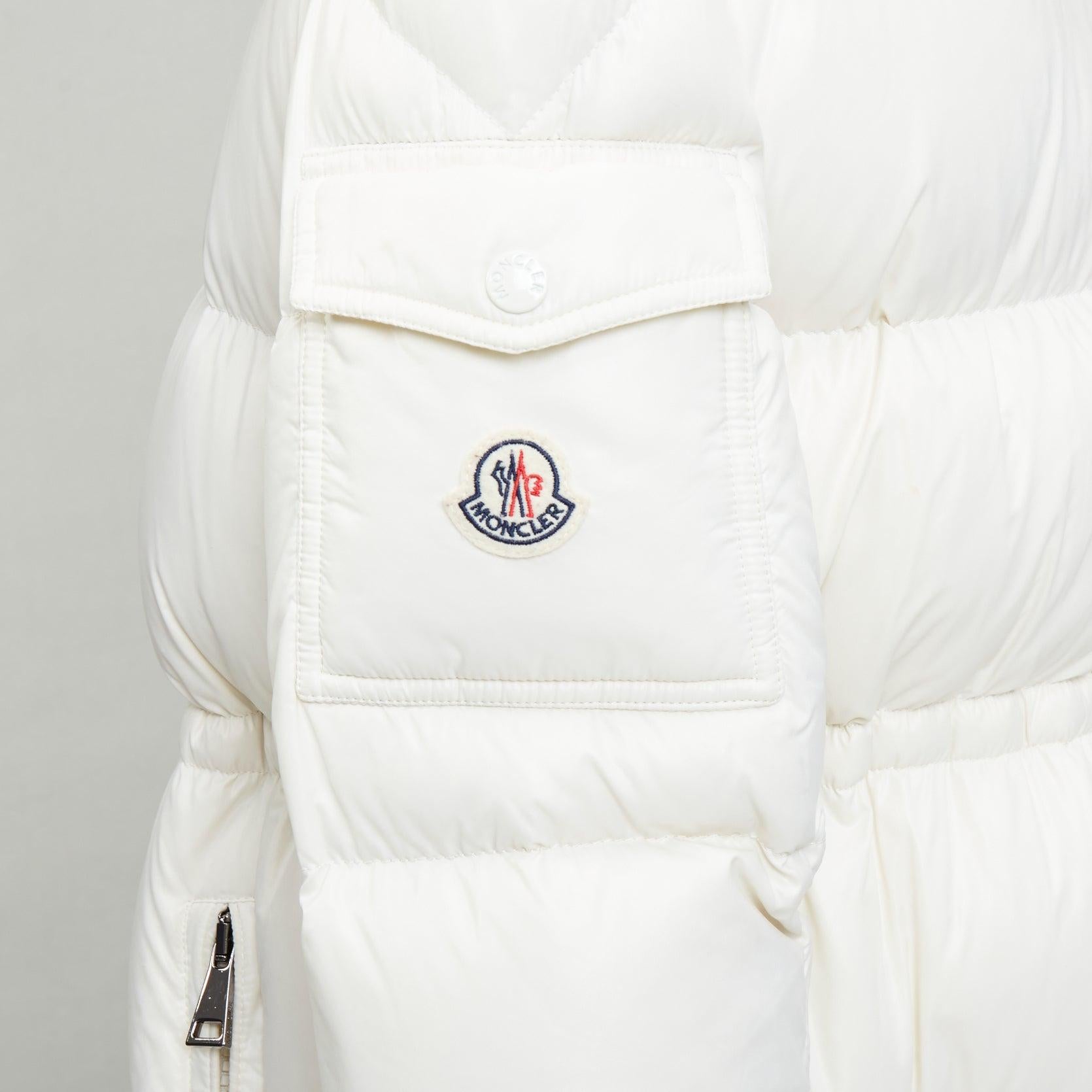 MONCLER Cavettaz Giubbotto off white goose down long puffer coat Sz1 For Sale 3