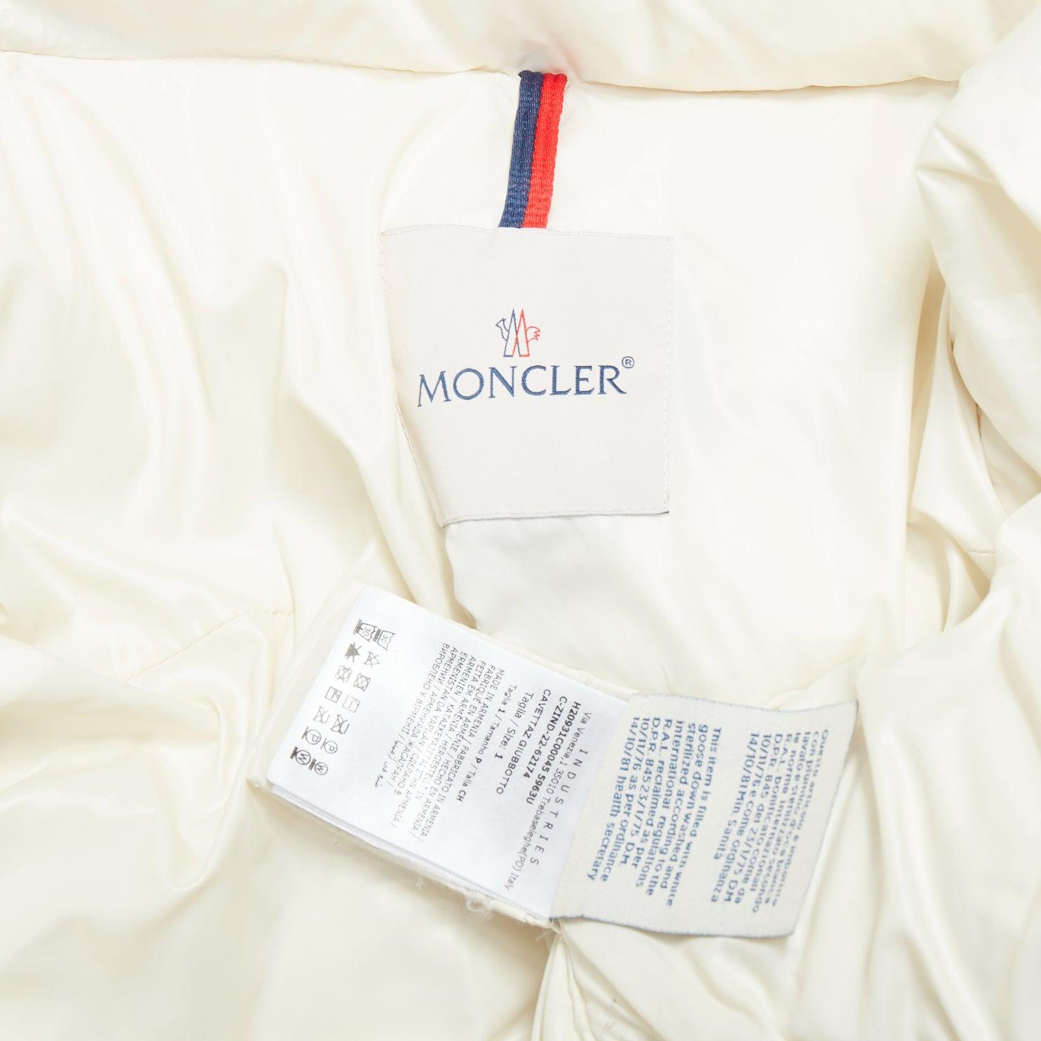 MONCLER Cavettaz Giubbotto off white goose down long puffer coat Sz1 For Sale 4