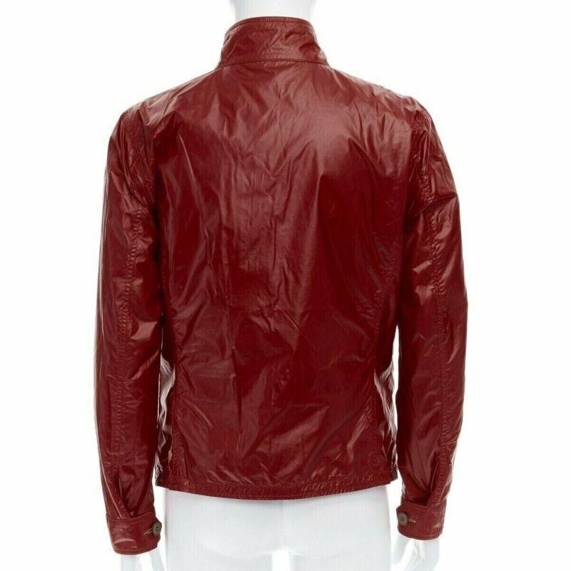 MONCLER Colisee, giacca da campo reversibile in cotone beige con tasca a patta e foderata in nylon rosso in vendita 2