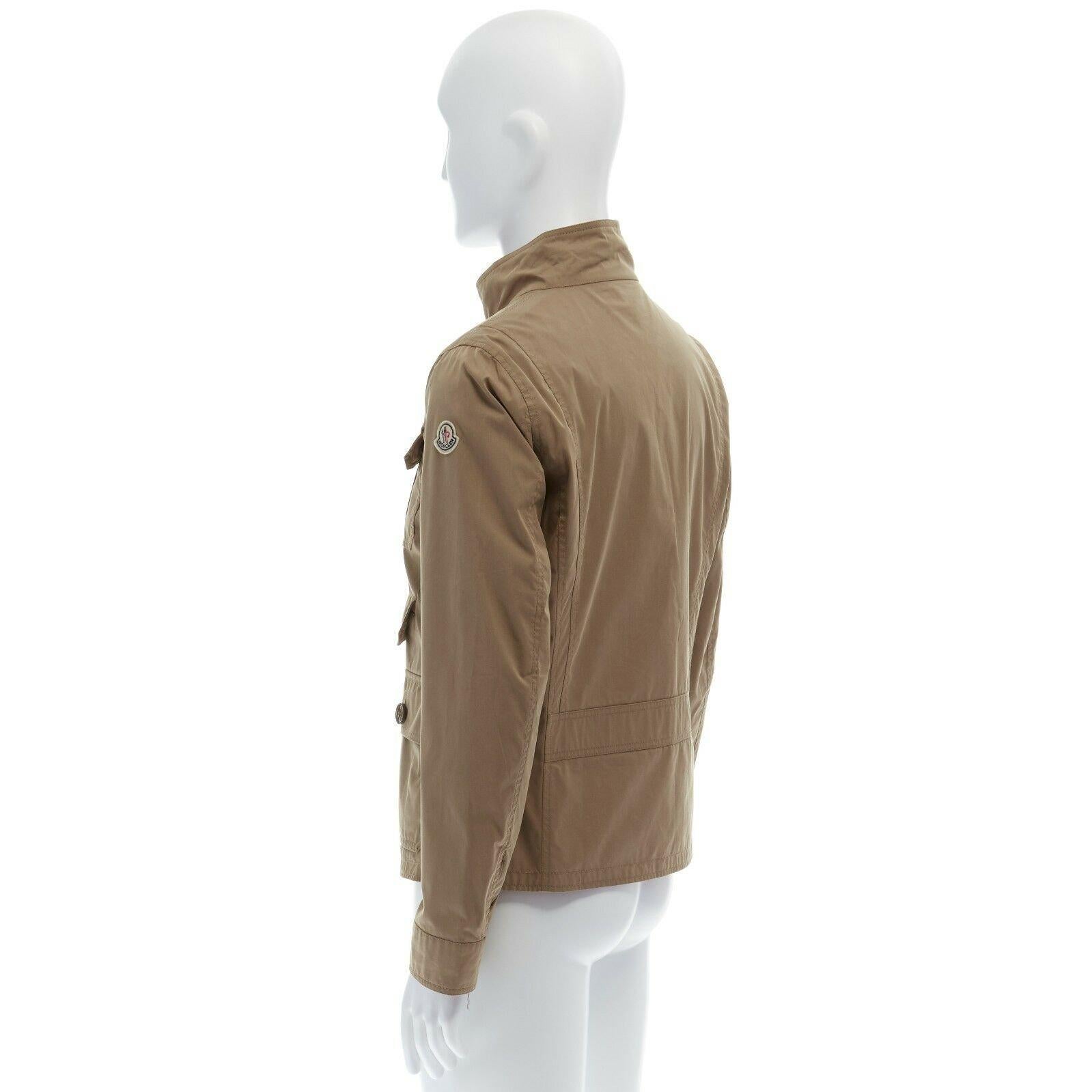 Men's MONCLER Colisee beige cotton flap pocket red nylon lined reversible field jacket