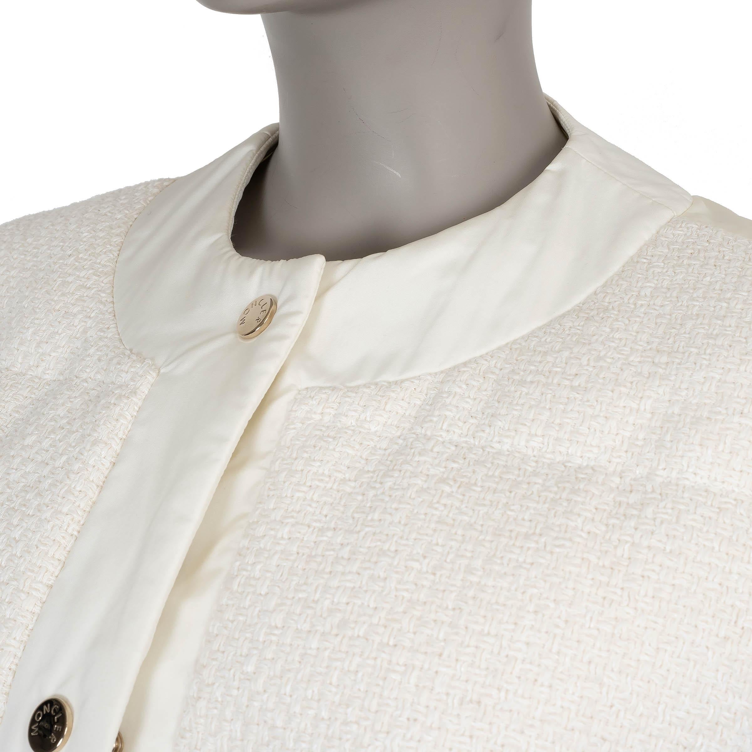 Women's MONCLER cream nylon MIRIAM QUILTED TWEED Puffer Jacket 3 L