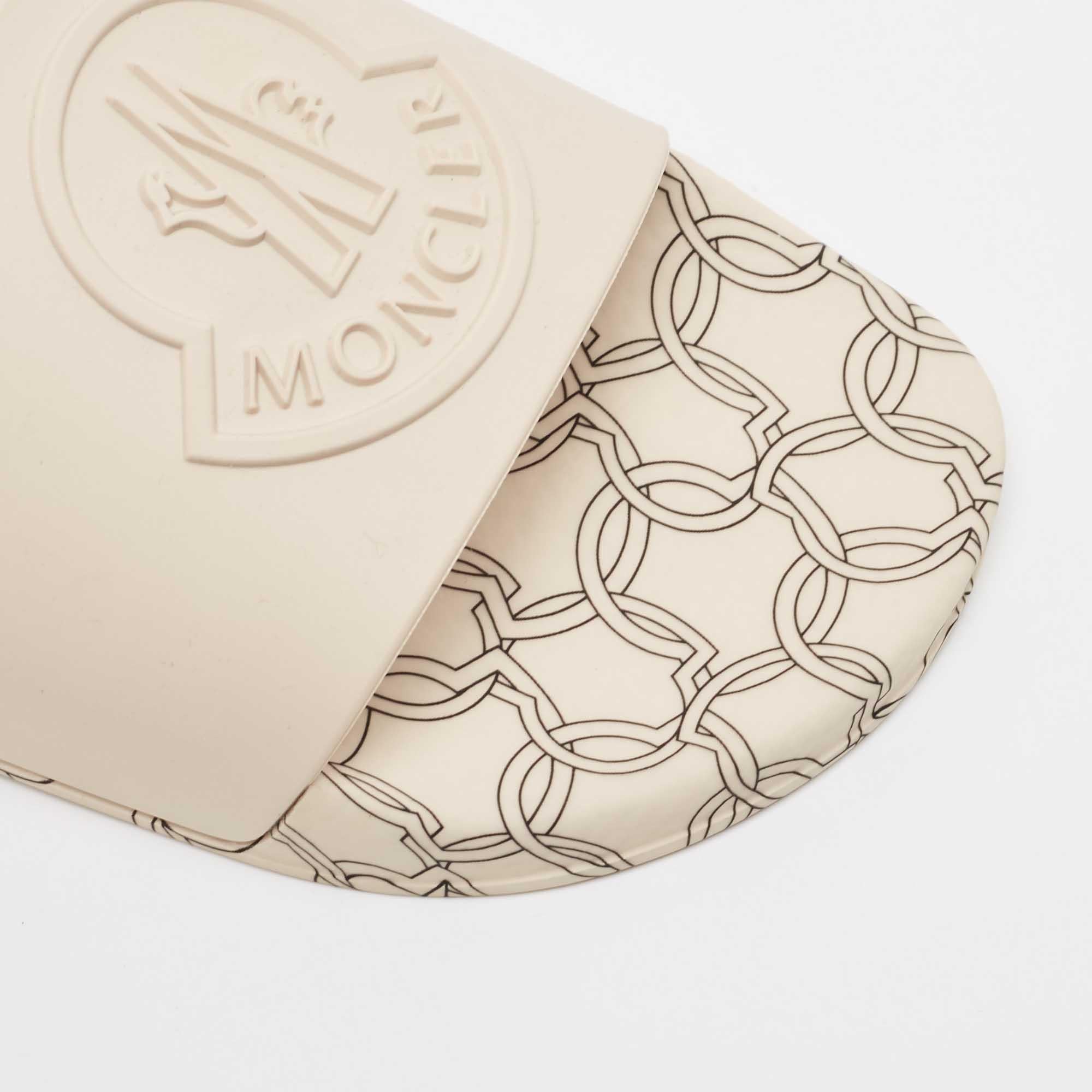 Moncler Cream Rubber Jeanne Flat Slides Size 39 2