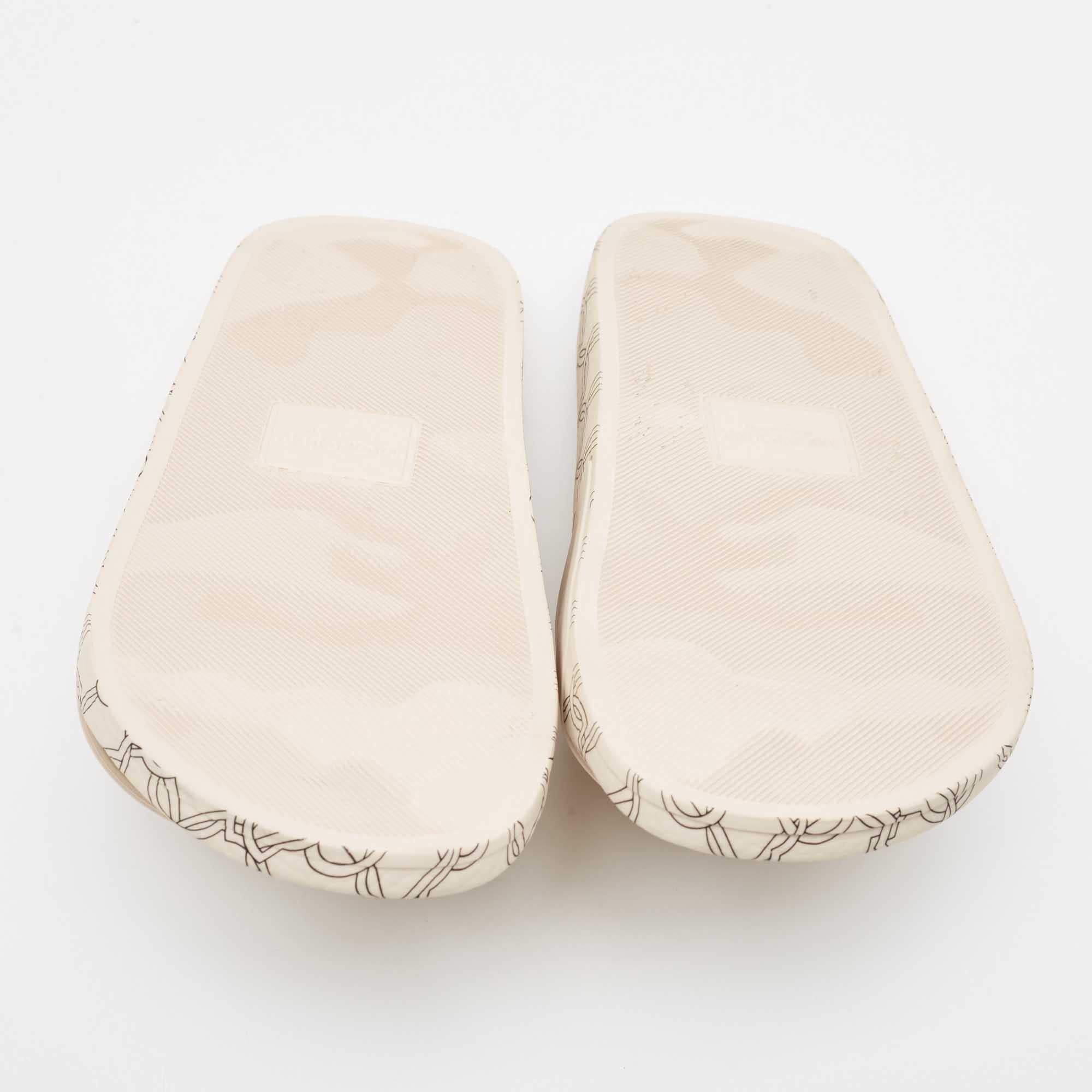 Moncler Cream Rubber Jeanne Flat Slides Size 39 4