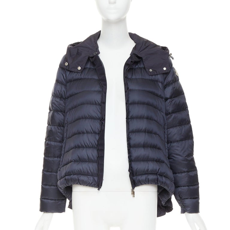 MONCLER Dorothee Guibbotto navy nylon ruffle trim hooded jacket