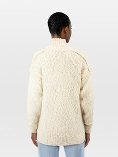 Moncler Ecru Knit Logo Detail High Neck Jumper Size S