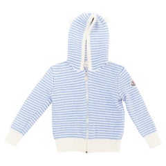 MONCLER ENFANT KIDS striped knit virgin wool hooded ear cardigan sweater 3Y