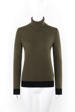 MONCLER H/W 2018 Grün Schwarz Trim Kaschmir Rollkragenpullover mit langen Ärmeln und Pullover Top