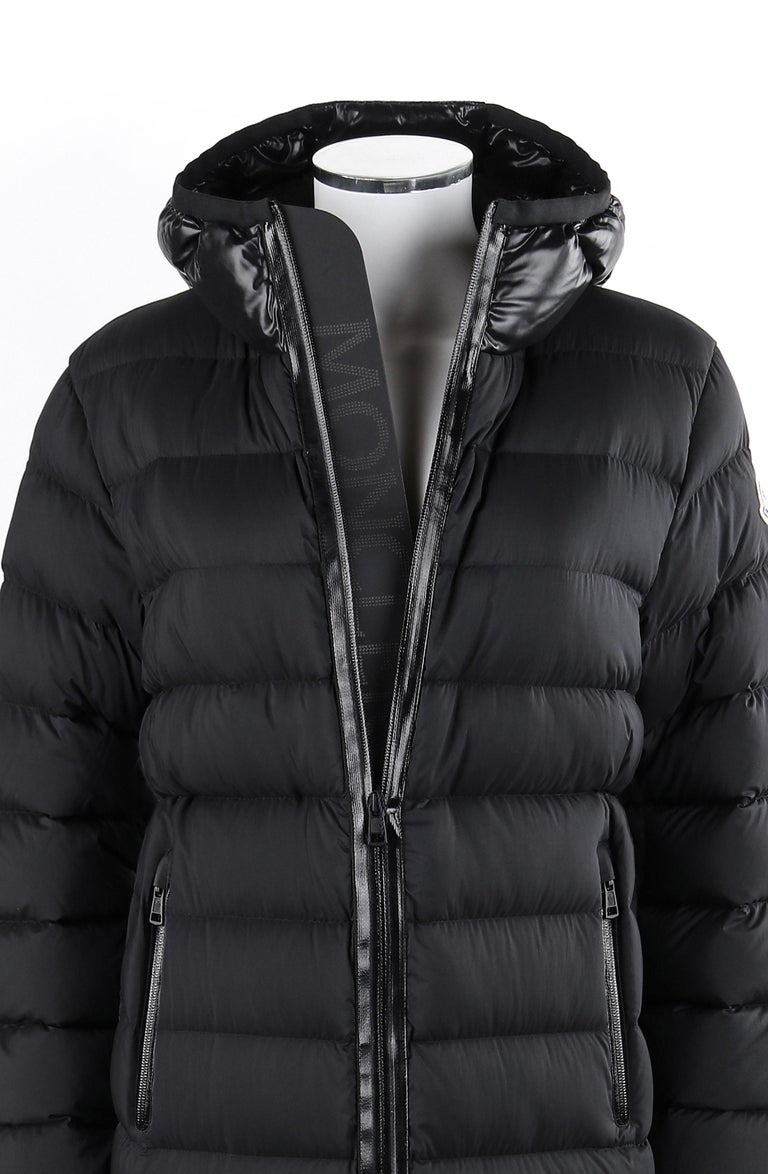 MONCLER F/W 2018 “Grue” Black Hooded Quilted Long Down Puffer Coat Jacket  NWT