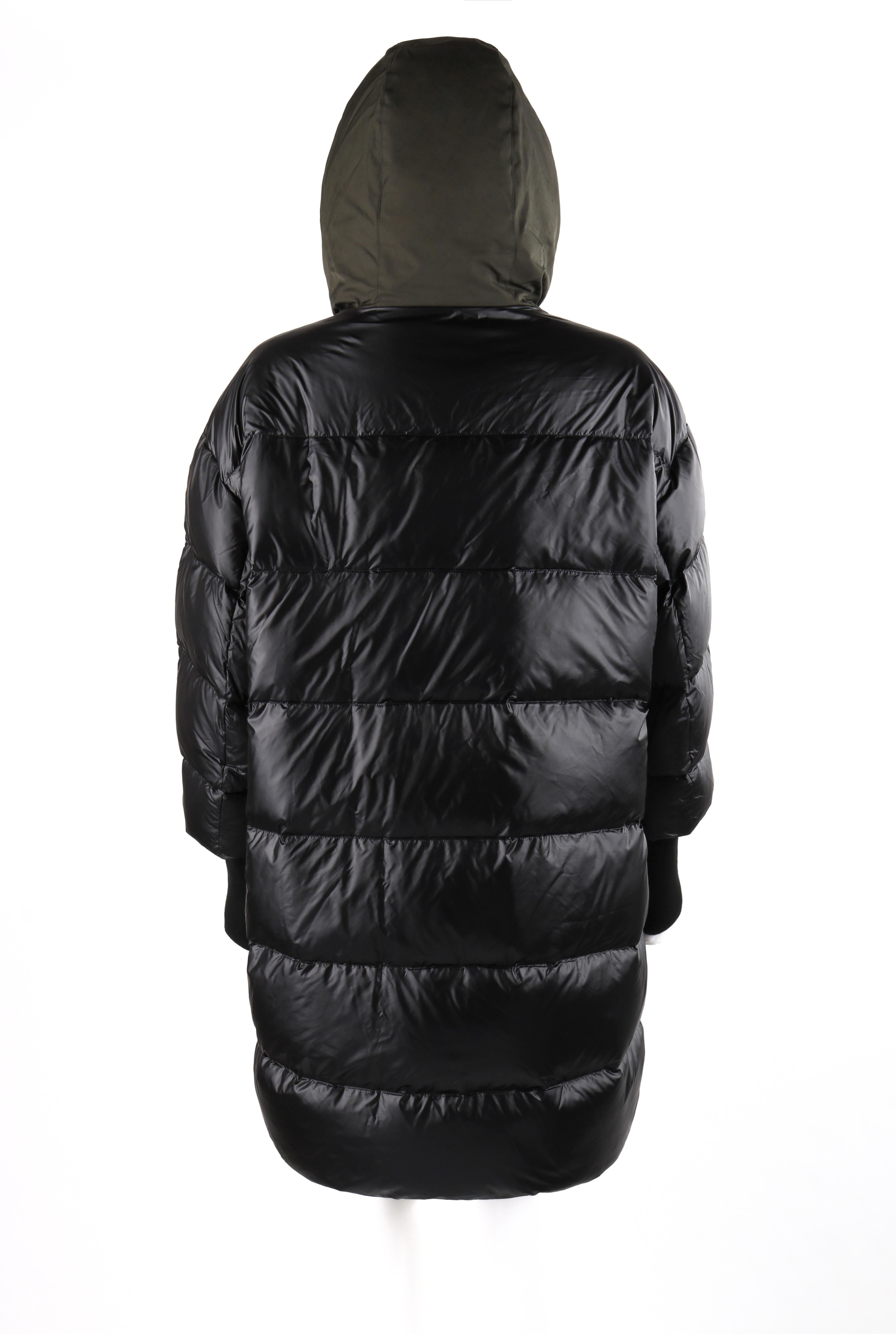 MONCLER F/W 2018 “Ocean Giubbotto” Olive Black Puffer Layer Belted Hooded Jacket For Sale 1