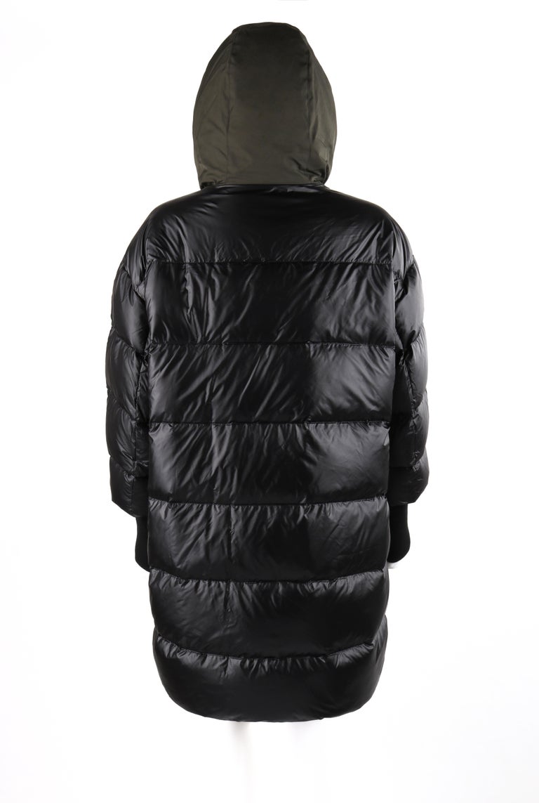 MONCLER F/W 2018 “Ocean Giubbotto” Olive Black Puffer Layer Belted Hooded  Jacket For Sale at 1stDibs