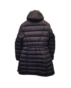 Moncler Flammette Zip-Away Hood Quilted-Down Coat in Black Nylon