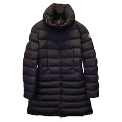 Moncler Flammette Zip-Away Hood Quilted-Down Coat in Black Nylon