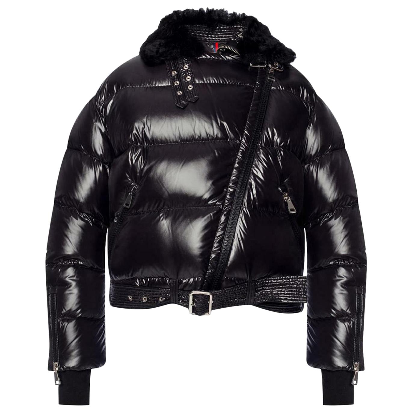 Moncler Foulque Shearling Trimmed Quilted Patent Shell Down Jacket