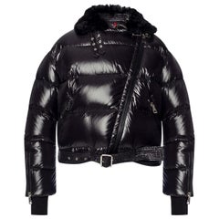 Used Moncler Foulque Shearling Trimmed Quilted Patent Shell Down Jacket