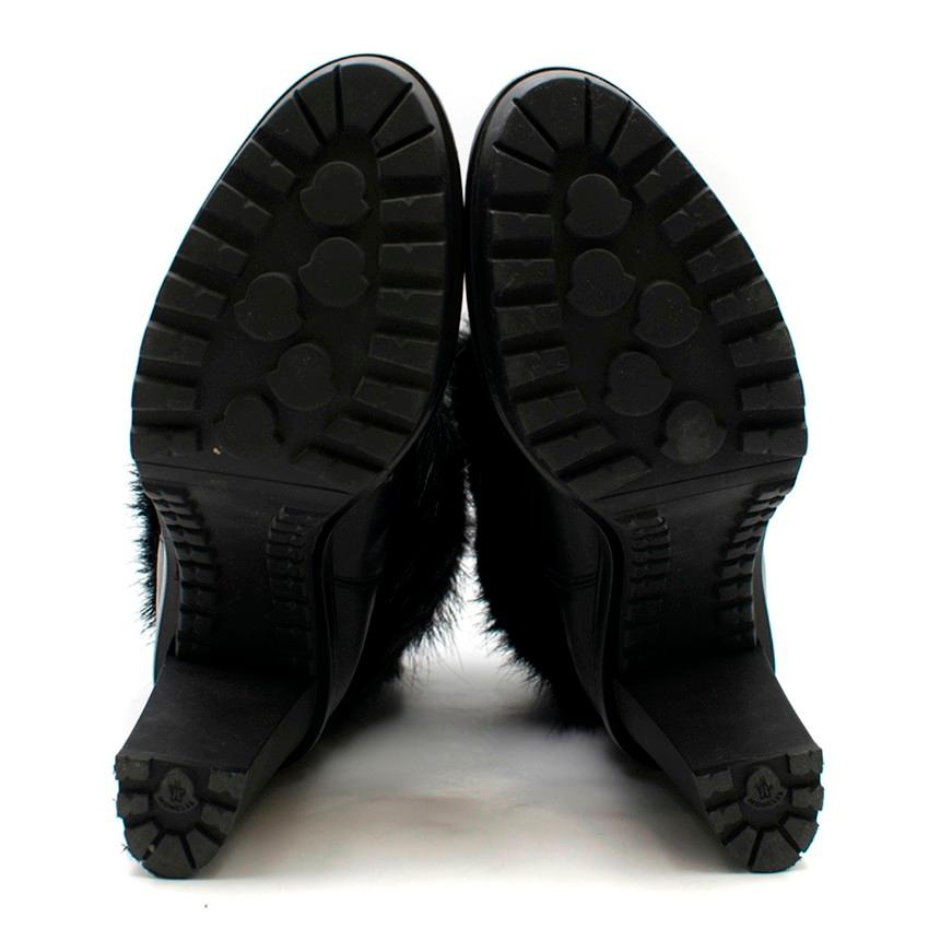 Moncler Fur Trimmed Black Cleated Sole Platform Boots US 8 1
