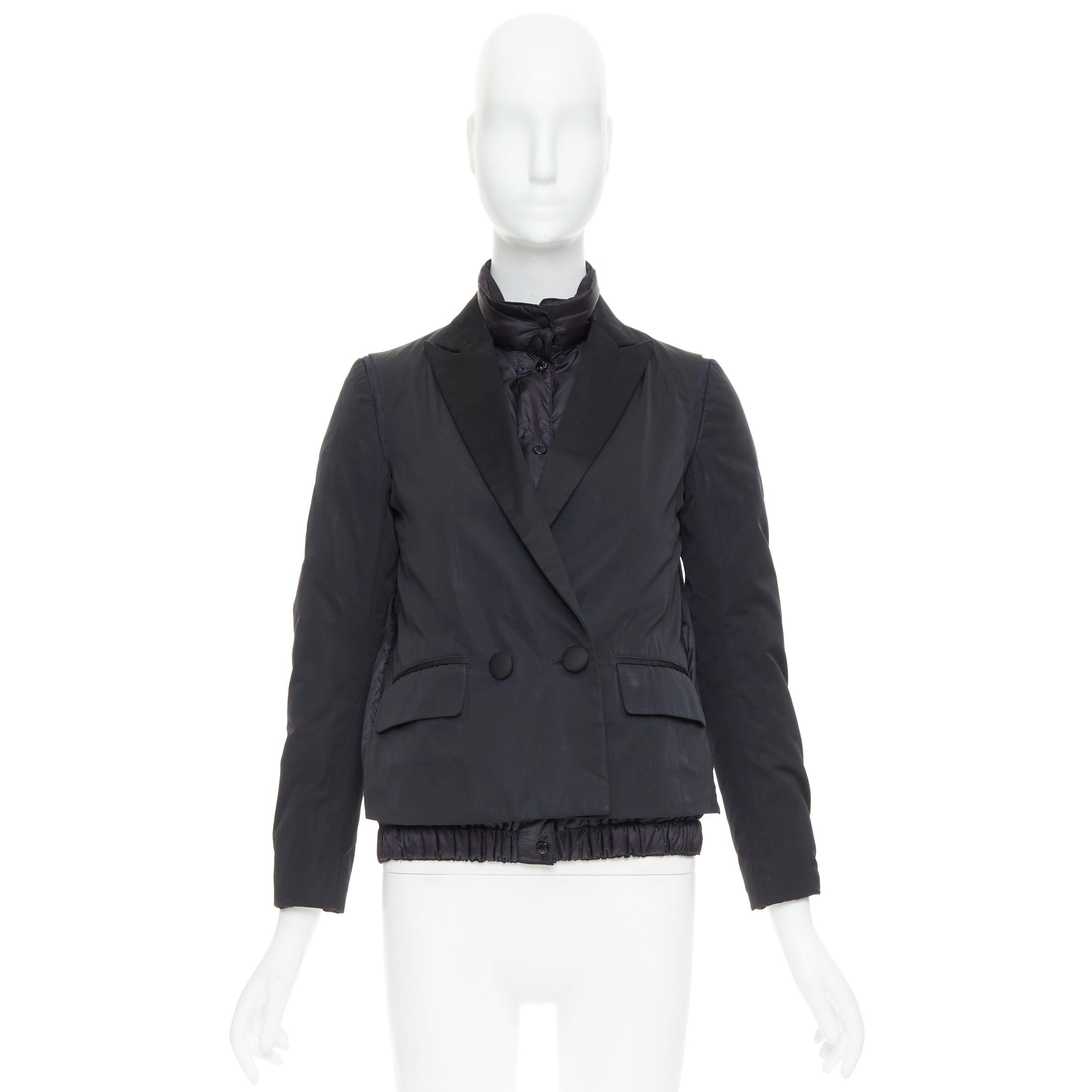 MONCLER G32-003 black layered down filled puffer tuxedo blazer top For Sale 5