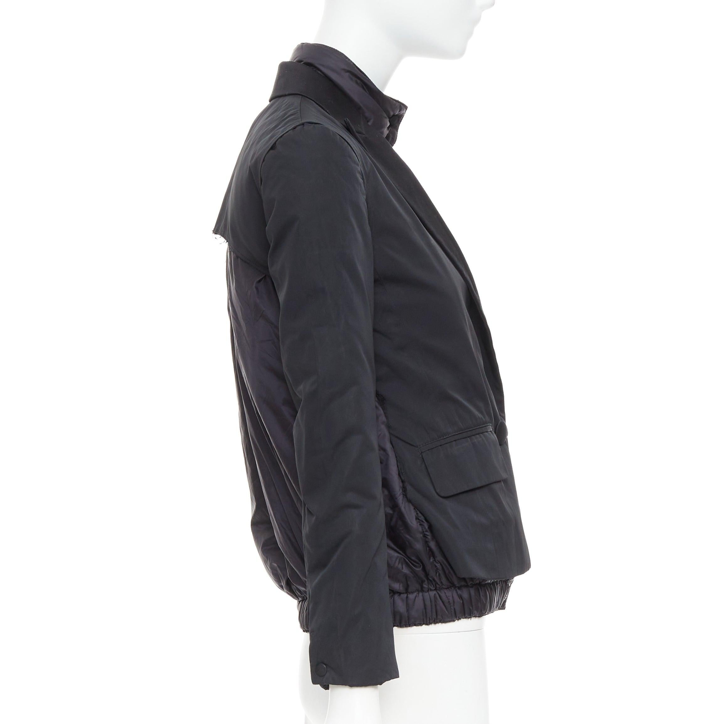 Women's MONCLER G32-003 black layered down filled puffer tuxedo blazer top For Sale