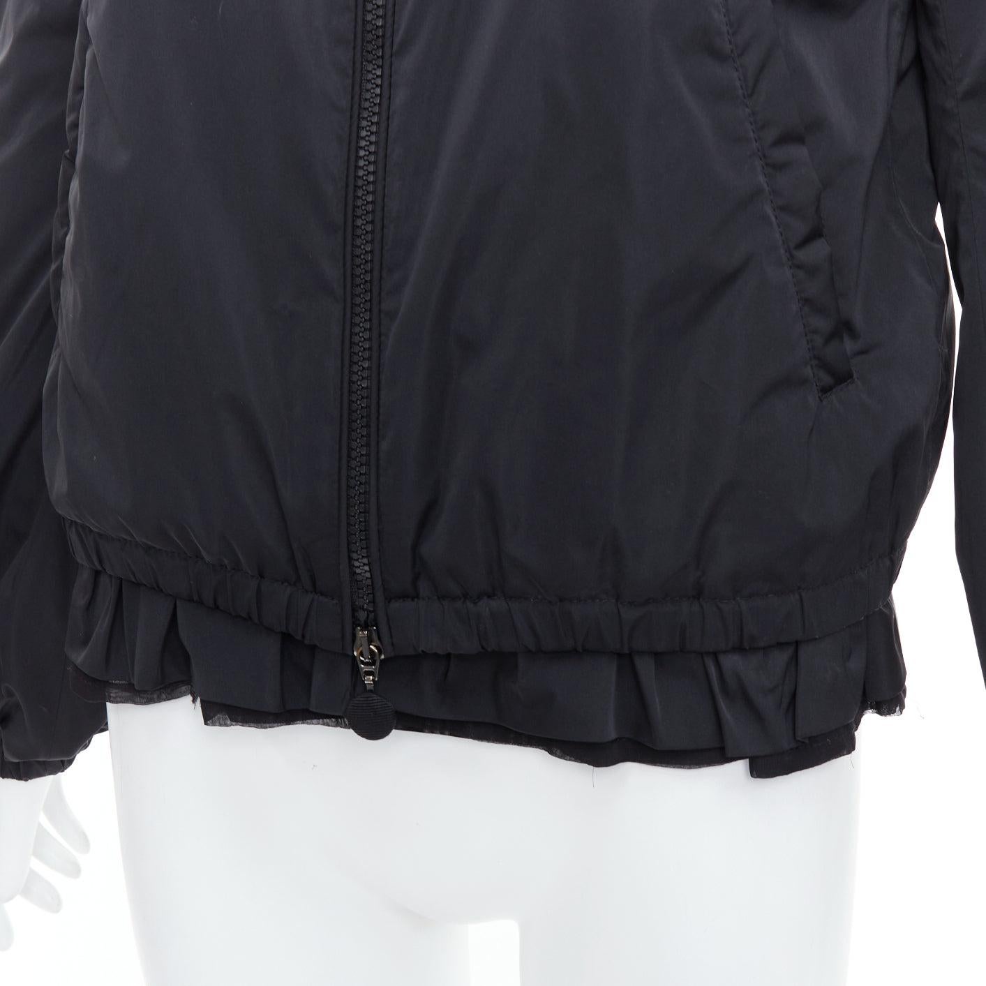 MONCLER G32-003 black logo puffer mesh trim nylon bomber Sz.2 M
Reference: ALCU/A00018
Brand: Moncler
Model: G32-003
Material: Nylon
Color: Black
Pattern: Solid
Closure: Zip
Lining: Black Down
Extra Details: Logo at left arm.
Made in: