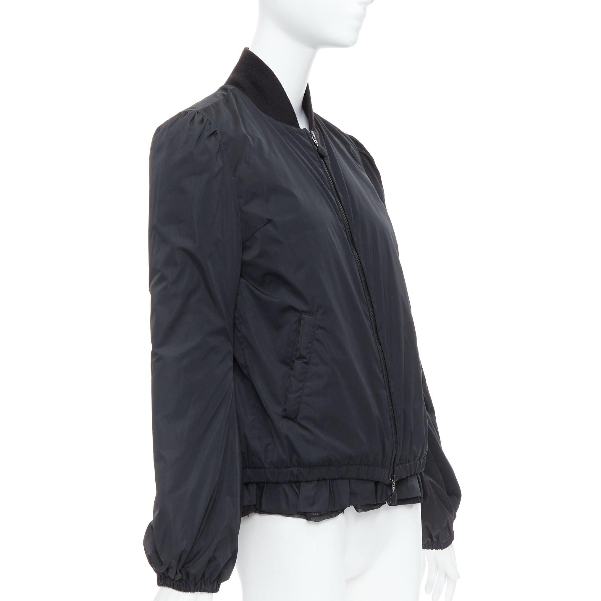 MONCLER G32-003 black logo puffer mesh trim nylon bomber Sz.2 M In Good Condition For Sale In Hong Kong, NT
