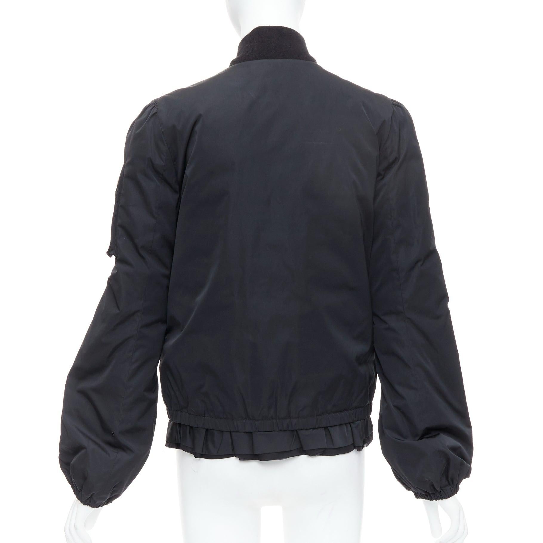 MONCLER G32-003 black logo puffer mesh trim nylon bomber Sz.2 M For Sale 1
