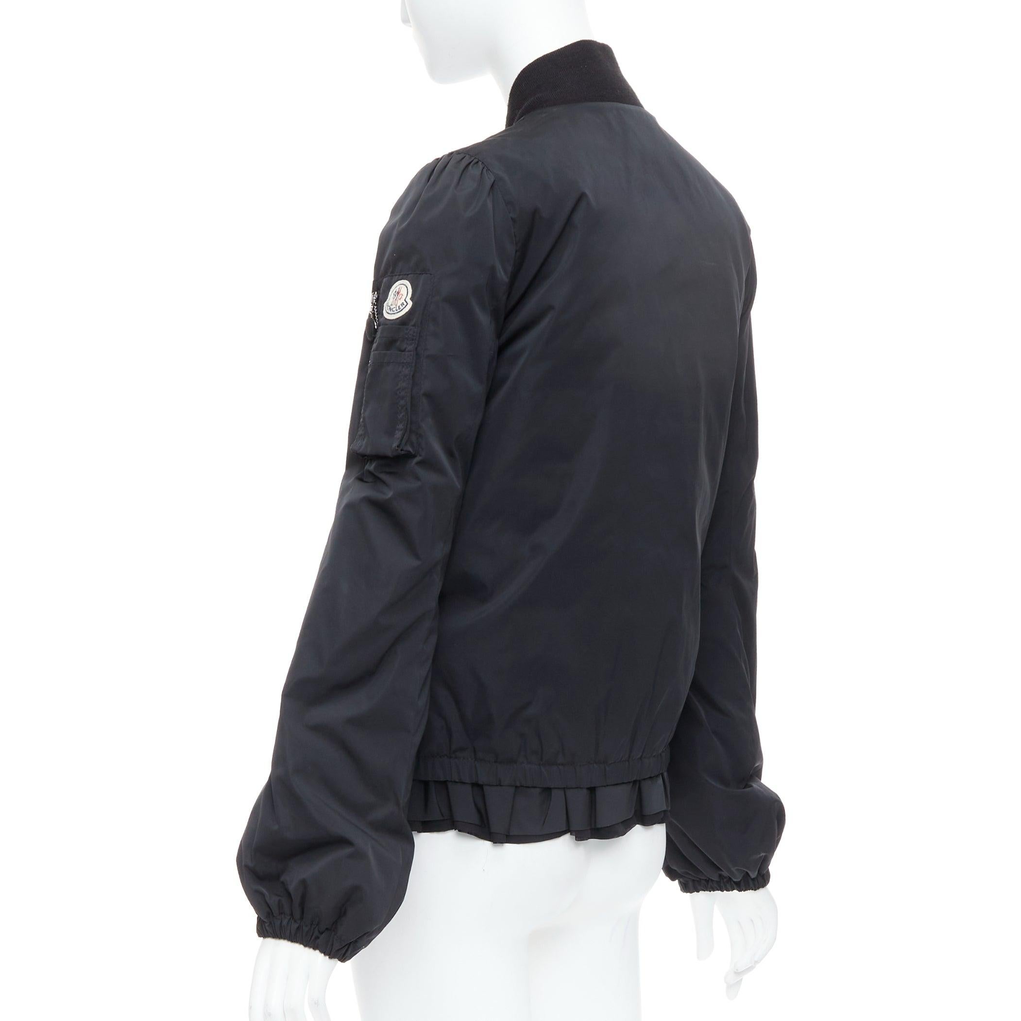 MONCLER G32-003 black logo puffer mesh trim nylon bomber Sz.2 M For Sale 2