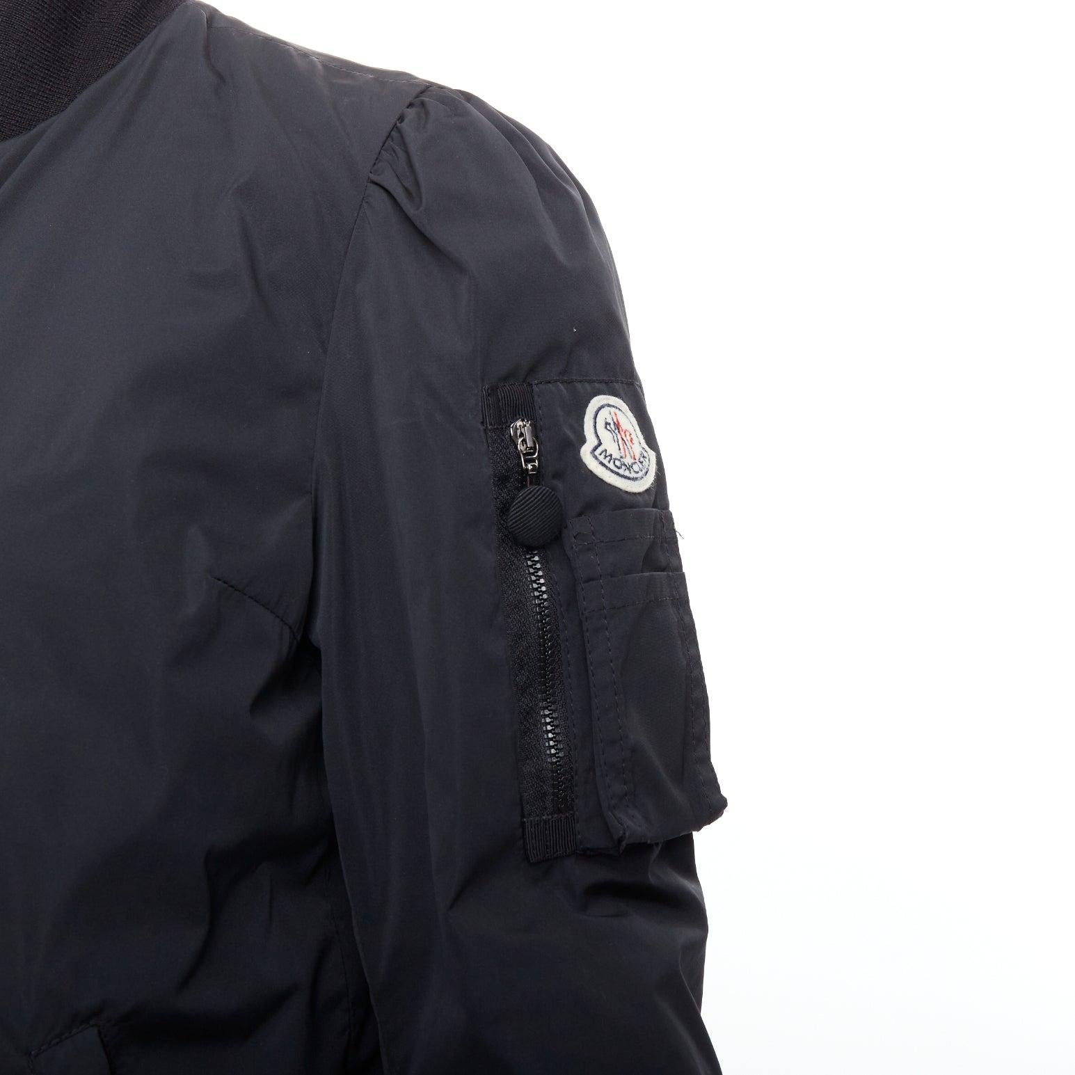 MONCLER G32-003 black logo puffer mesh trim nylon bomber Sz.2 M For Sale 3