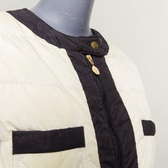 Moncler G32-003 Piumino Nuovo Daphne, cremefarben-schwarz, 4-Taschen-Steppjacke, US-Größe 2 S