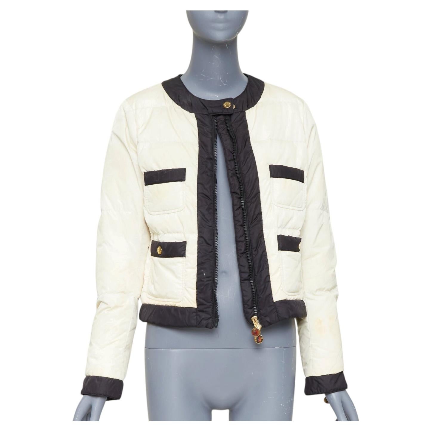 MONCLER G32-003 Piumino Nuovo Daphne, chaqueta acolchada en color crema y negro con 4 bolsillos, talla US2 S
