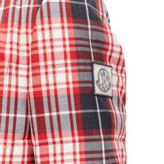 MONCLER GAMME BLEU Giacca red black check down puffer blazer Sz 3 L