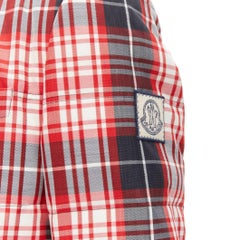 MONCLER GAMME BLEU Giacca red black check down puffer blazer Sz 3 L