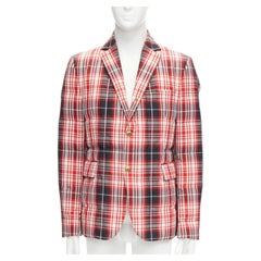 MONCLER GAMME BLEU Giacca red black check down puffer blazer Sz 3 L
