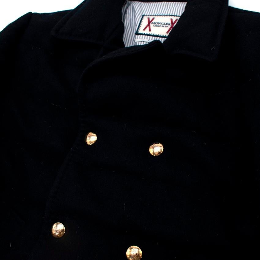 Black Moncler Gamme Bleu Navy Cashmere Padded Double Breasted Jacket - US 8 For Sale
