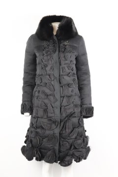 Moncler Gamme Rouge Fox Fur Trimmed Quilted Silk Organza Down Coat Uk 10