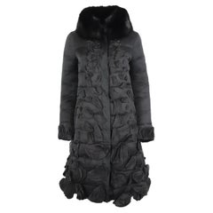 Moncler Gamme Rouge Fox Fur Trimmed Quilted Silk Organza Down Coat Uk 10