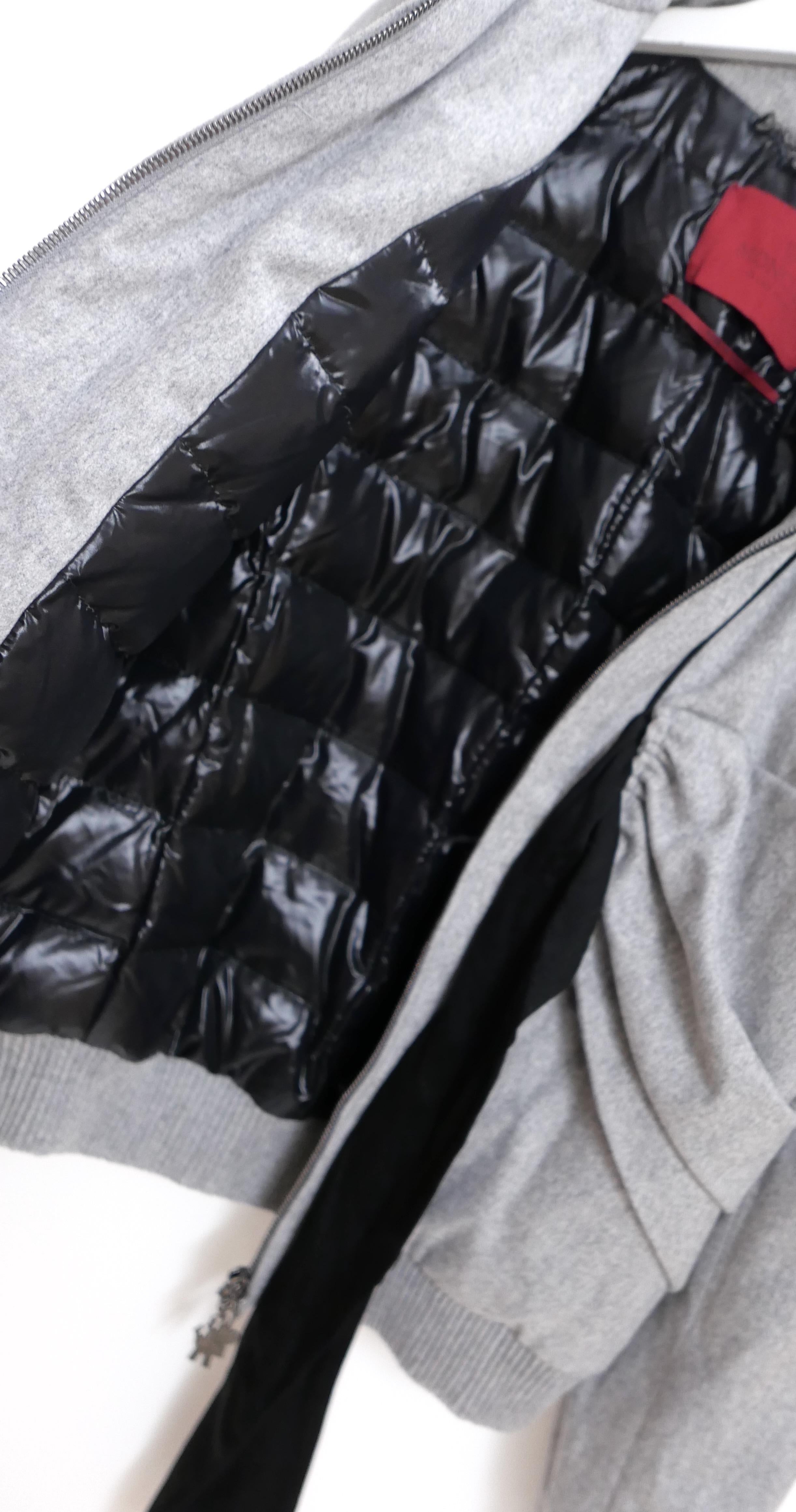 Donna Moncler Gamme Rouge - Giacca trapuntata in lana grigia con fiocco sul davanti in vendita