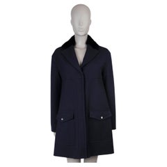 MONCLER GAMME ROUGE midnight blue wool ROSS FUR TRIM Peacoat Jacket 1 S