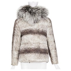 MONCLER Gamme Rouge Piumino Nuovo Lian fur printed feather quilted puffer jacket
