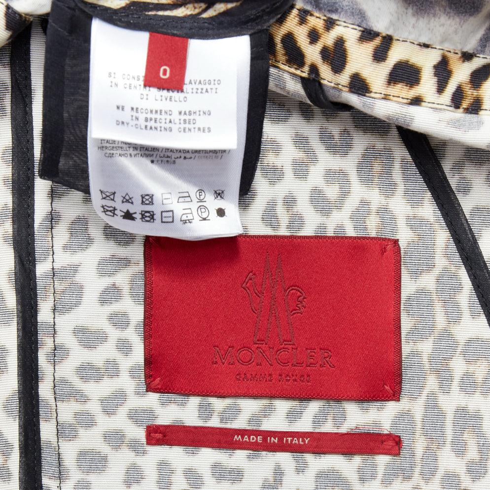 Moncler Gamme Rouge Cappotto lungo in rete con stampa leopardata marrone nero Sz0 in vendita 4
