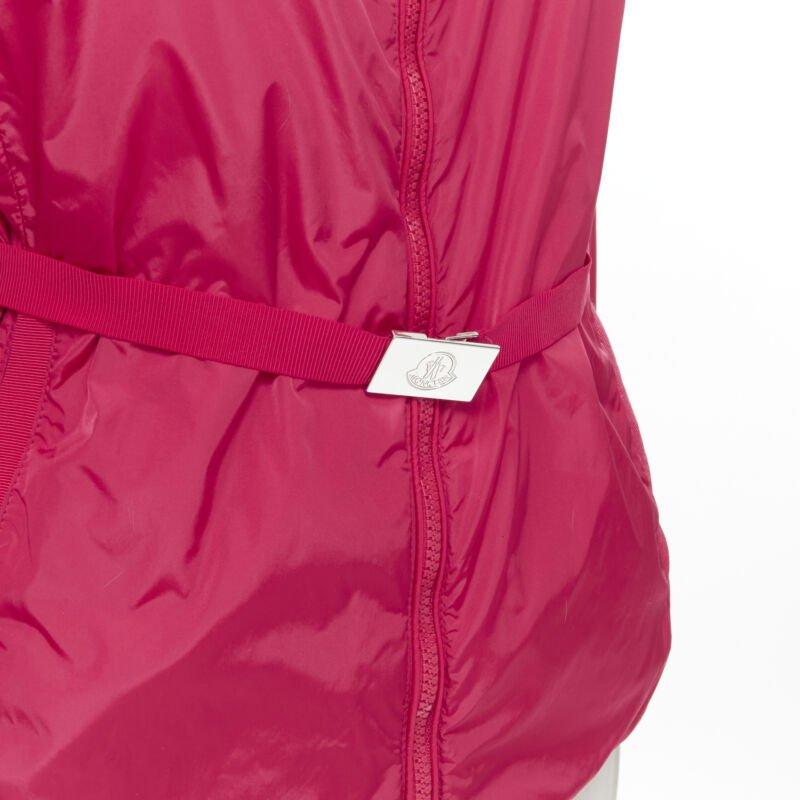 MONCLER Gazon Giubbotto pink back ruffles belted waist windbreaker jacket Sz 2 M For Sale 6