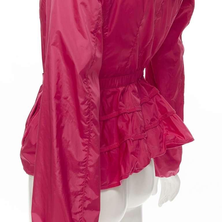 MONCLER Gazon Giubbotto pink back ruffles belted waist windbreaker jacket Sz 2 M
Reference: KNLM/A00061
Brand: Moncler
Model: GAZON GIUBBOTTO
Material: Polyamide
Color: Pink
Pattern: Solid
Closure: Belt
Lining: Fabric
Made in: