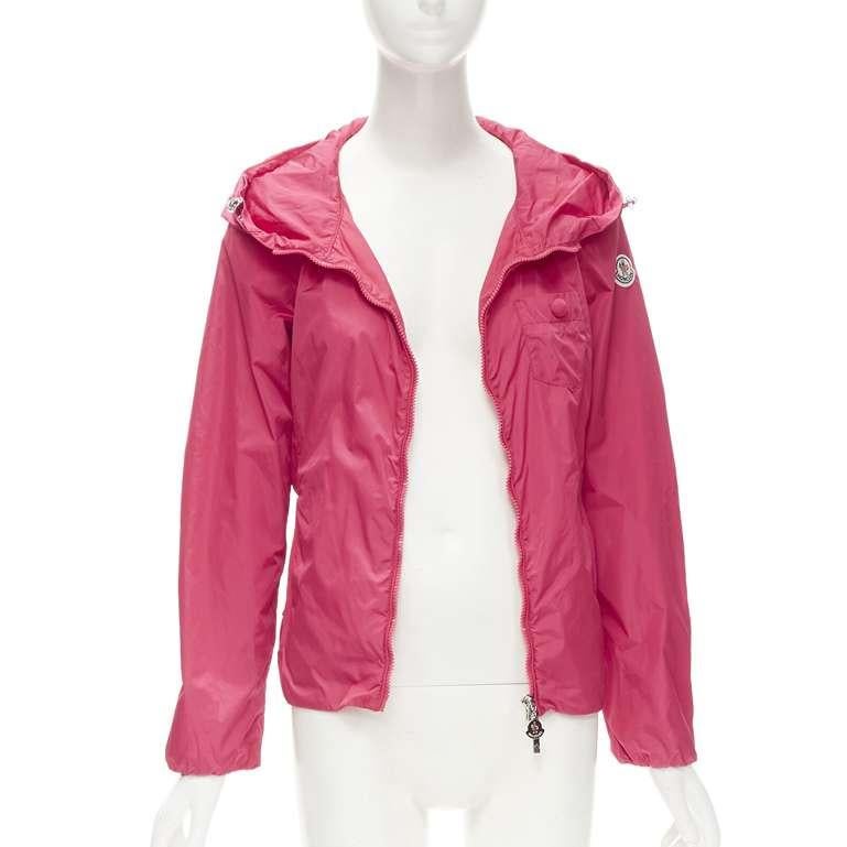 MONCLER Gazon Giubbotto pink back ruffles belted waist windbreaker jacket Sz 2 M In Good Condition In Hong Kong, NT